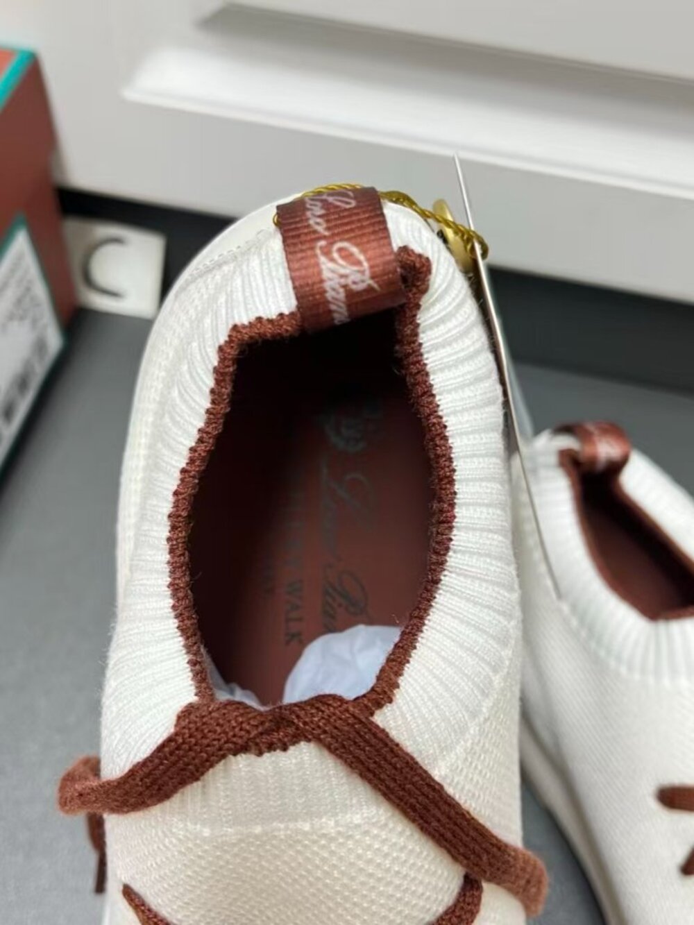Loro Piana 360 Flexy Walk Knit Sneakers White Chestnut - Picture 5 of 8